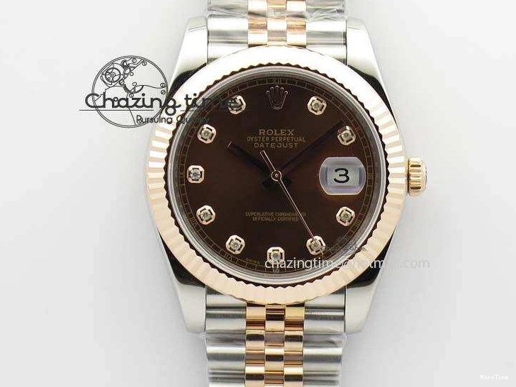 MiroTime 0313 Vibrant DateJust 41mm 126303 Noob 1:1 Best Edition RG Wrapped Brown Diam Dial Fluted Bezel On Jubilee Bracelet A 3781